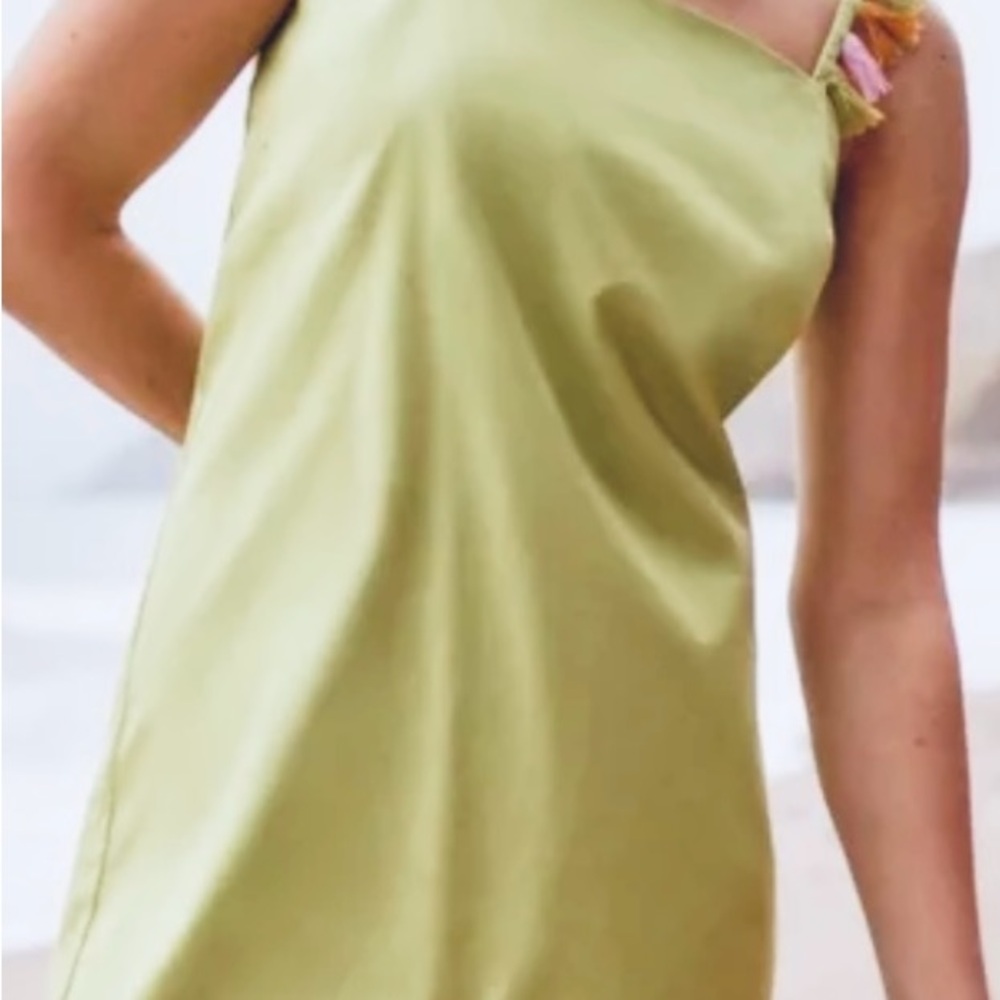NWT Anthropologie Lime Green dress with tassels
